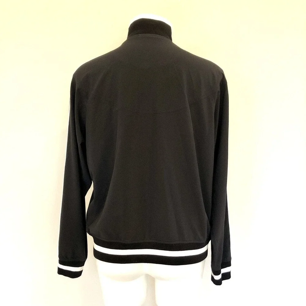 Athleta Circa Track Jacket Medium Stripe Full Zip Pockets Recycled Materials - Picture 4 of 12